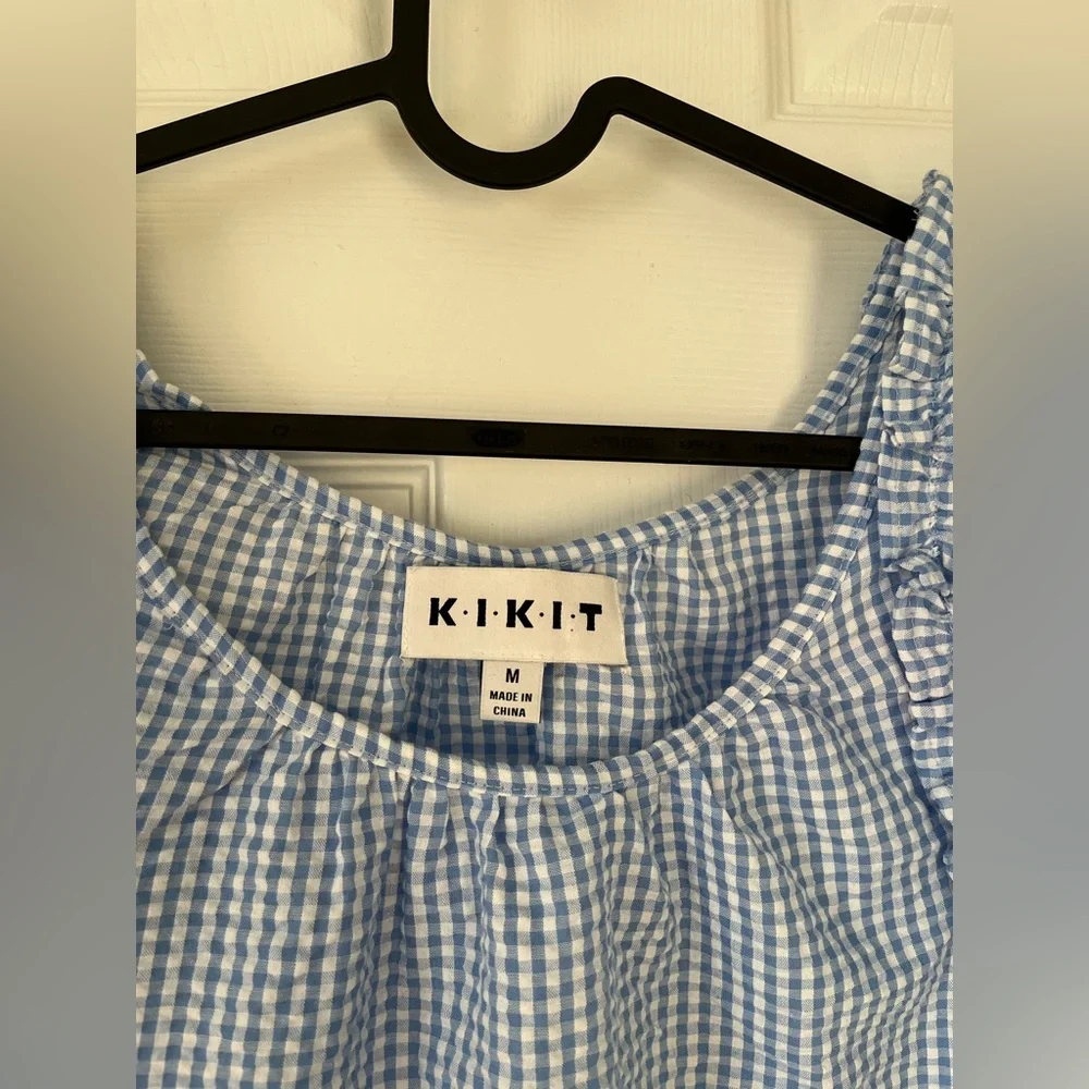 NWOT Women's KIKIT Gingham Tank Top in Blue & White size Medium - Picture 3 of 6